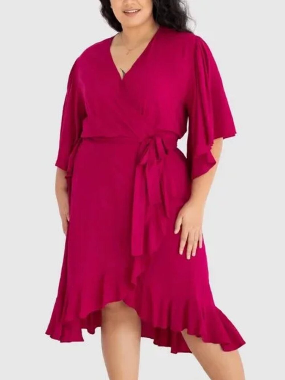 NWT Dani Marie Gabrielle Short Sleeve Wrap Dress in French Plum, size 14